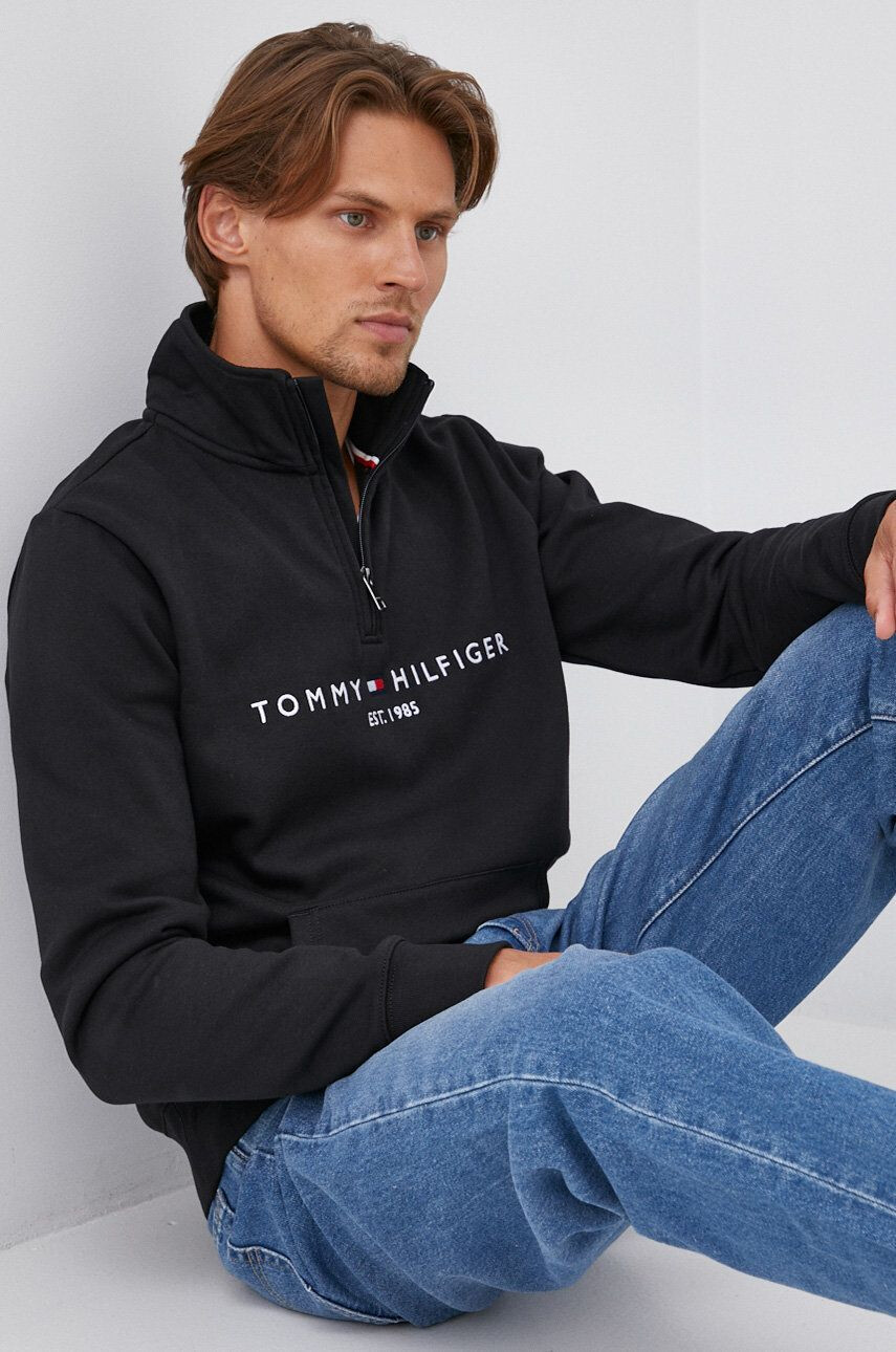 Tommy Hilfiger Суичър мъжки в черно с изчистен дизайн - Pepit.bg