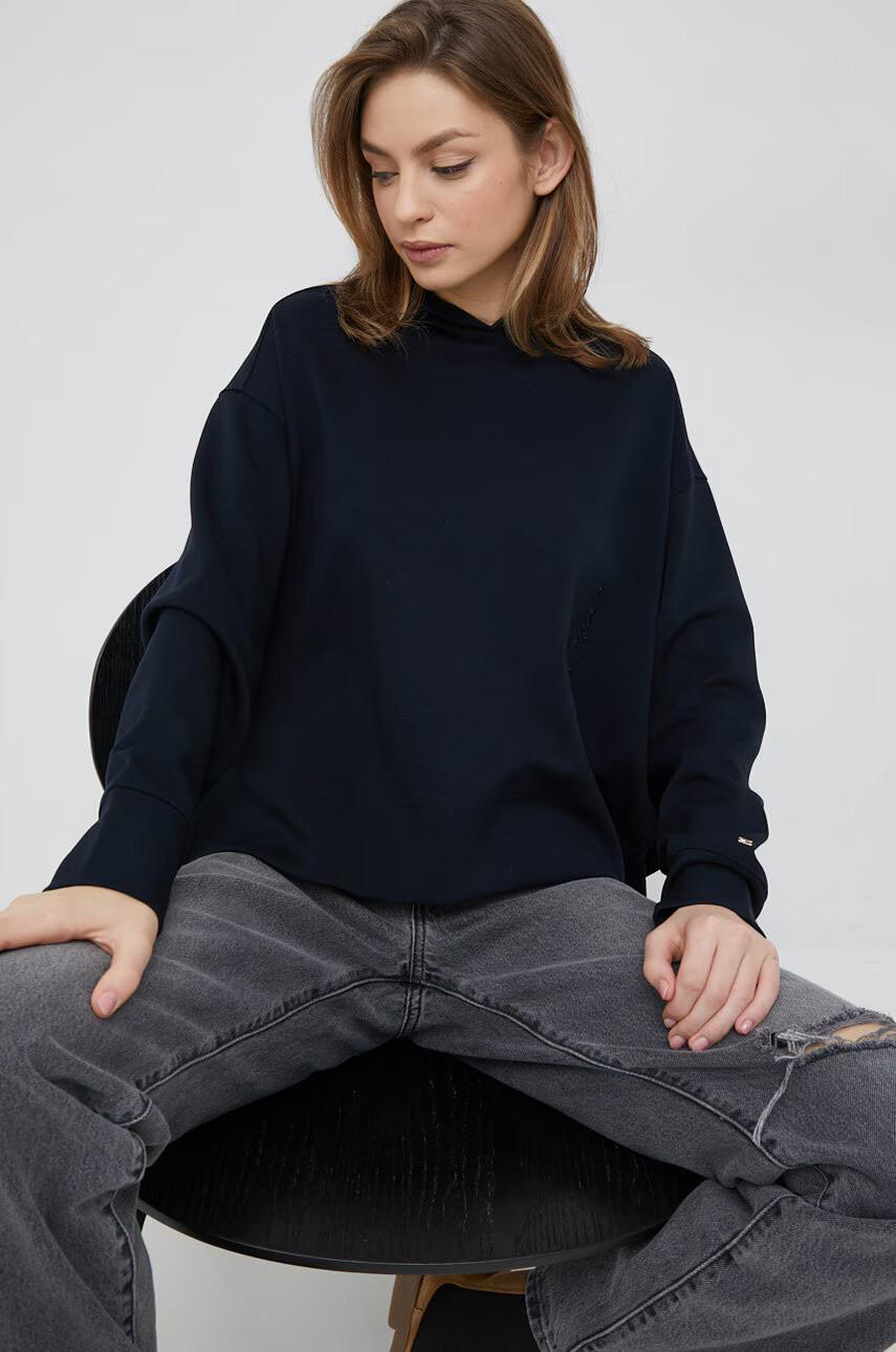 Tommy Hilfiger Суичър в тъмносиньо с качулка с апликация - Pepit.bg