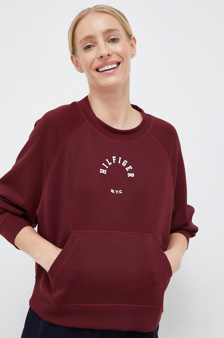 Tommy Hilfiger Суичър в бордо с принт - Pepit.bg