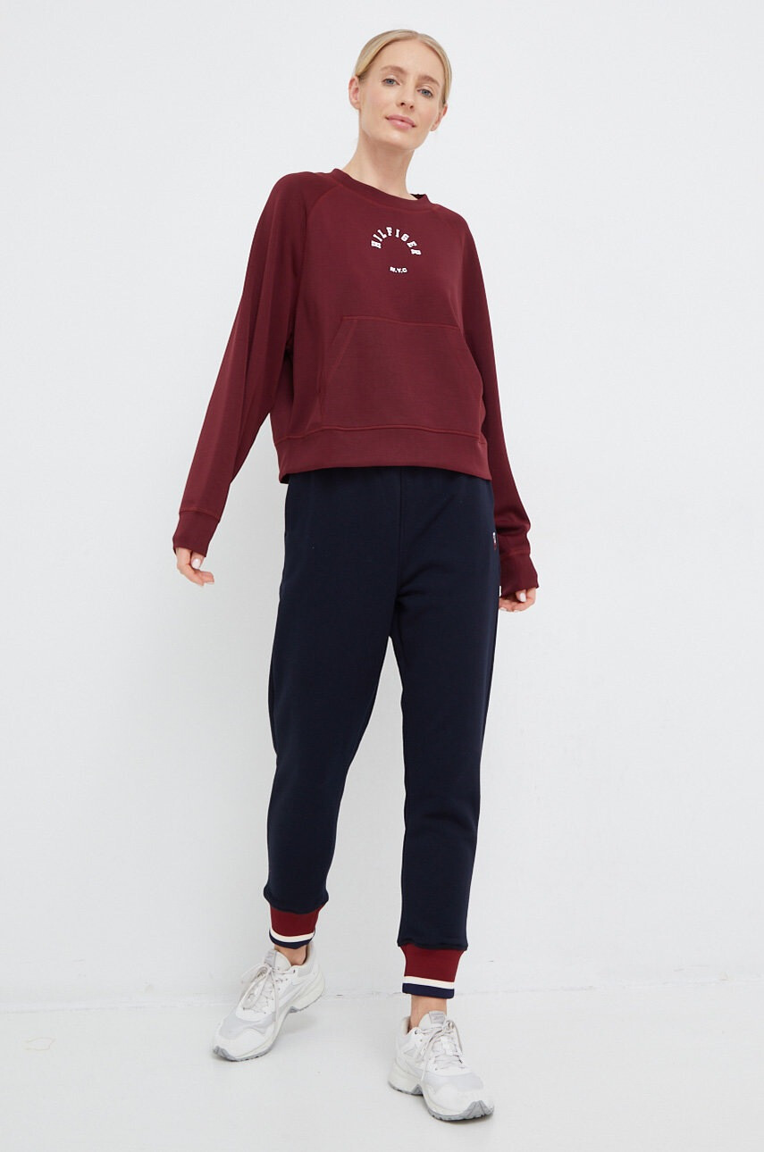 Tommy Hilfiger Суичър в бордо с принт - Pepit.bg