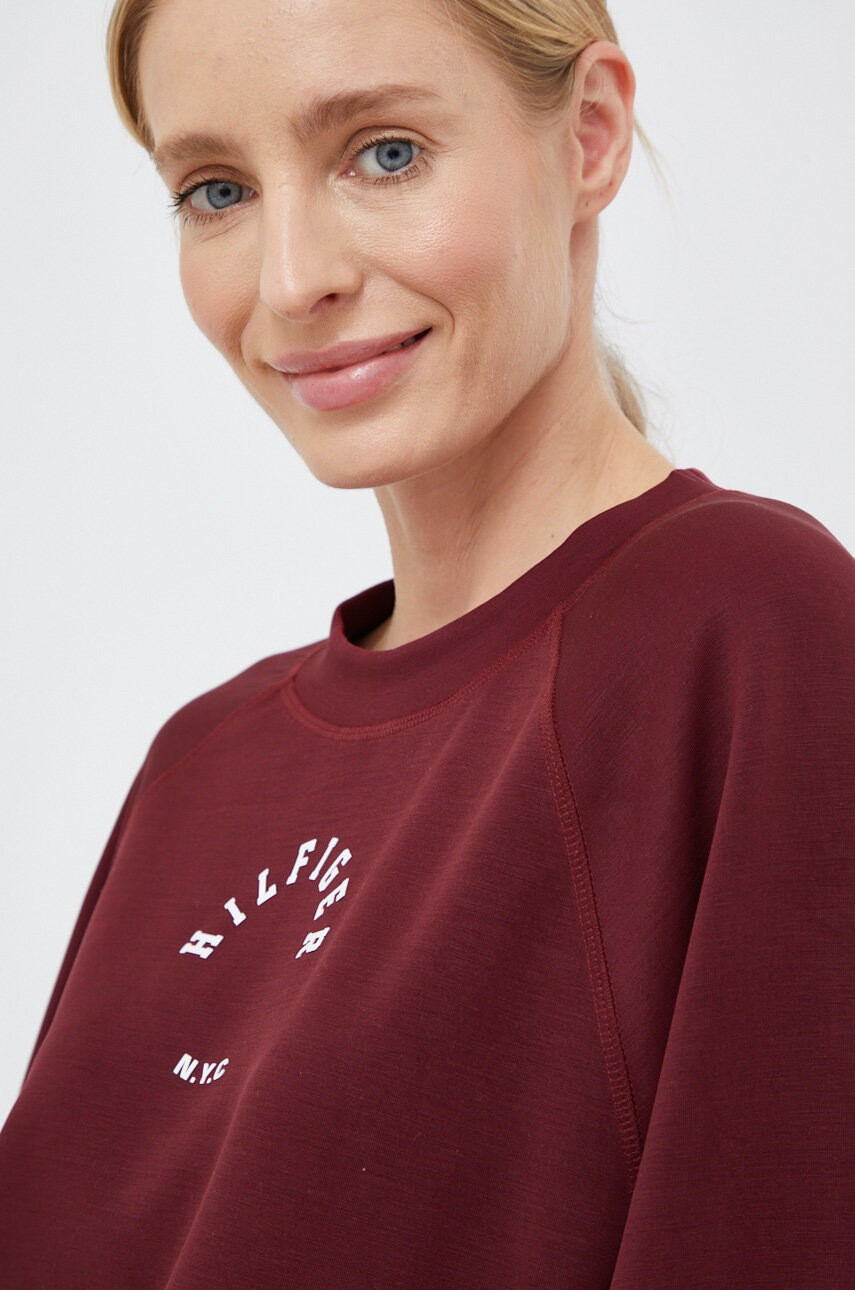 Tommy Hilfiger Суичър в бордо с принт - Pepit.bg