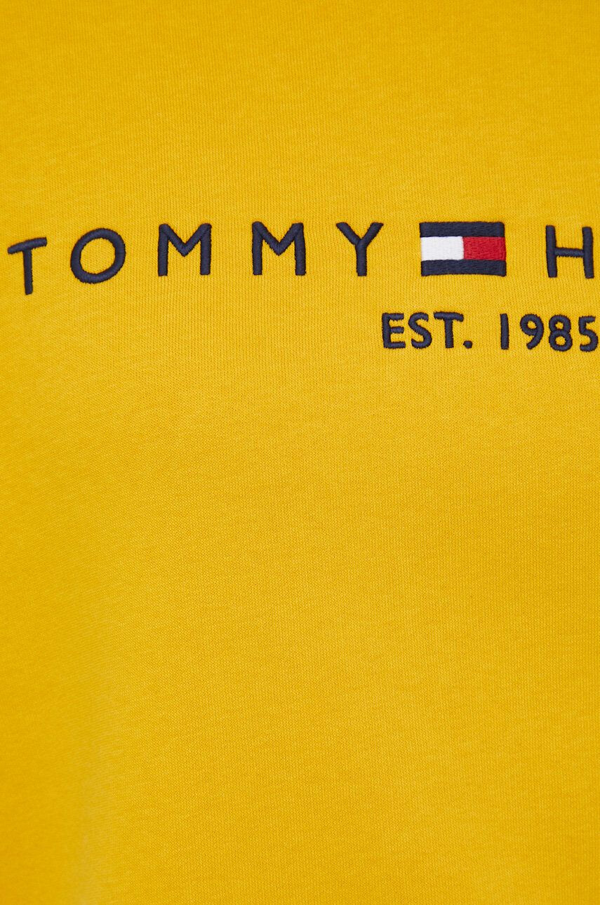 Tommy Hilfiger Суичър в жълто с качулка с апликация - Pepit.bg