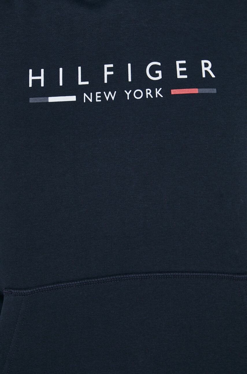 Tommy Hilfiger Суичър в тъмносиньо с качулка с принт - Pepit.bg