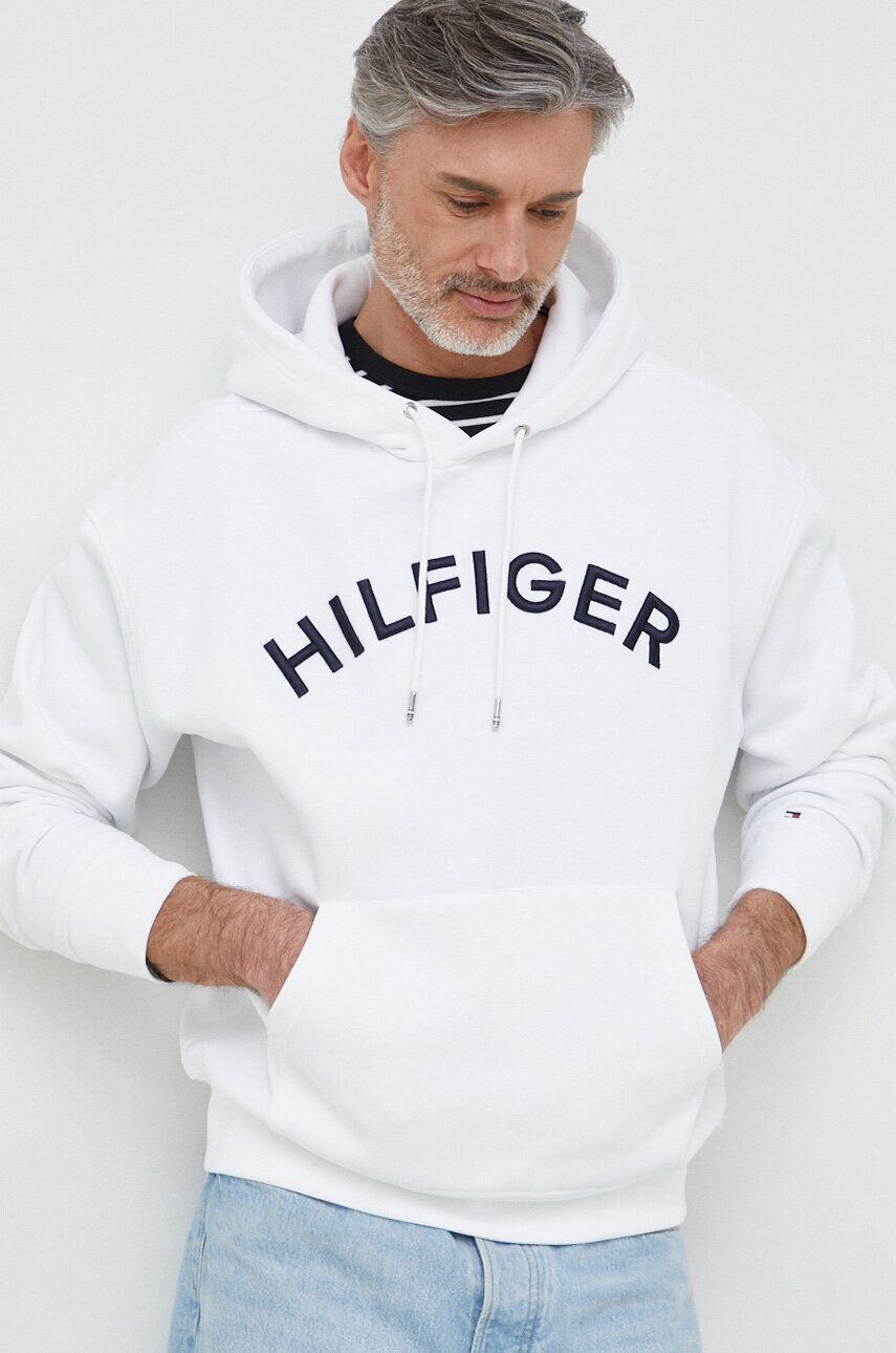 Tommy Hilfiger Суичър в бяло с качулка с апликация - Pepit.bg