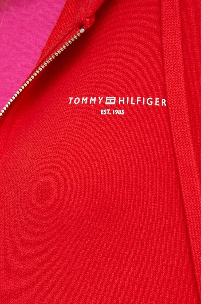 Tommy Hilfiger Суичър в червено с качулка с изчистен дизайн - Pepit.bg