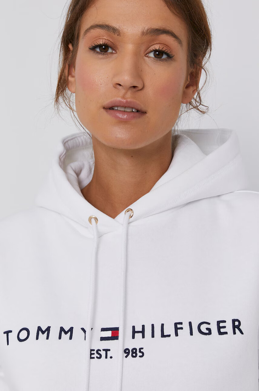 Tommy Hilfiger Суичър дамски в бяло с апликация - Pepit.bg