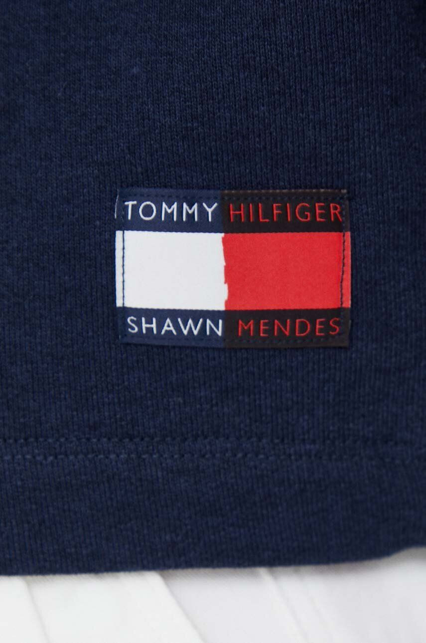 Tommy Hilfiger Суичър x Shawn Mendes дамски в тъмносиньо с качулка с десен - Pepit.bg