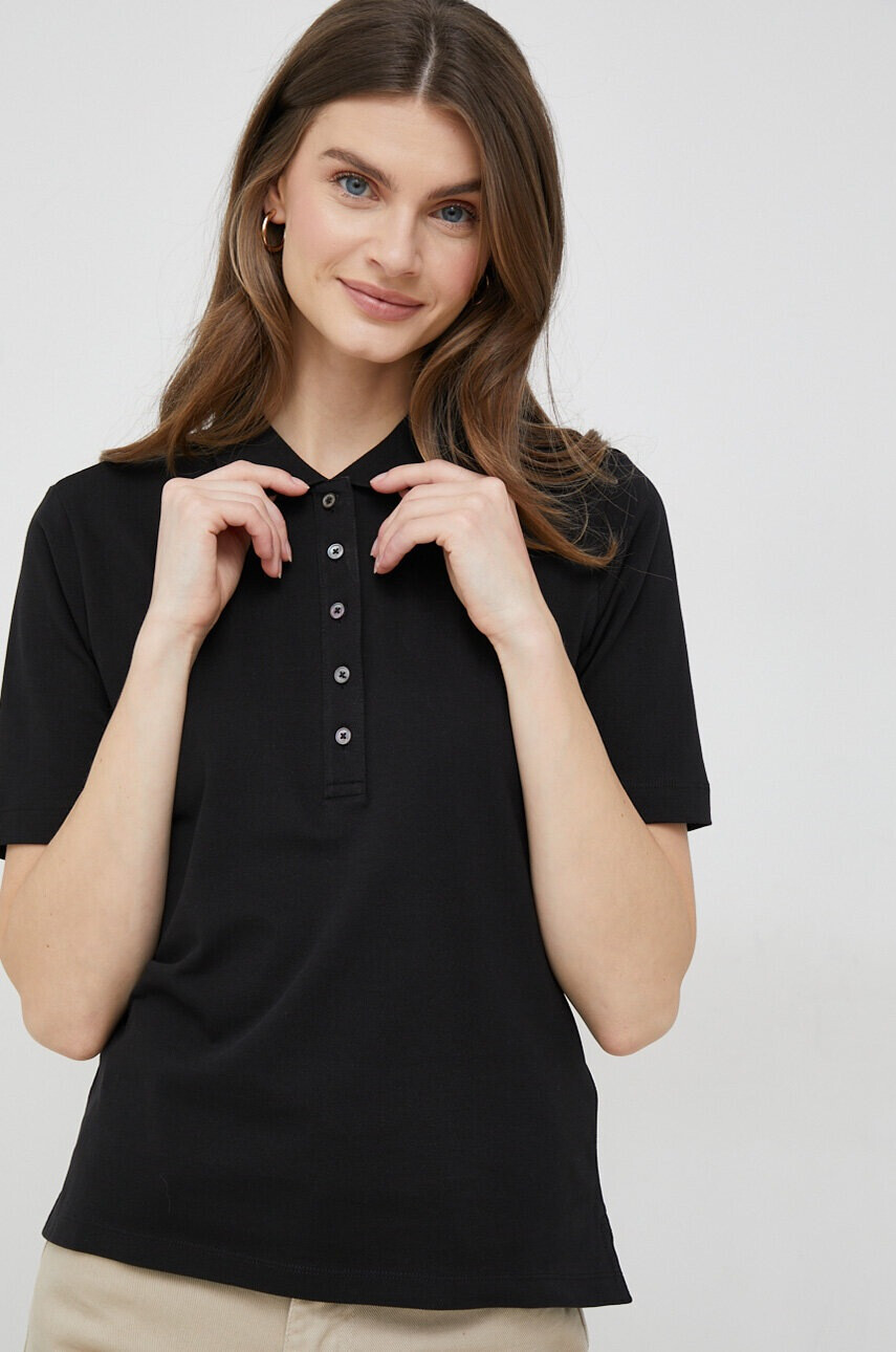 Tommy Hilfiger Тениска с яка в черно - Pepit.bg