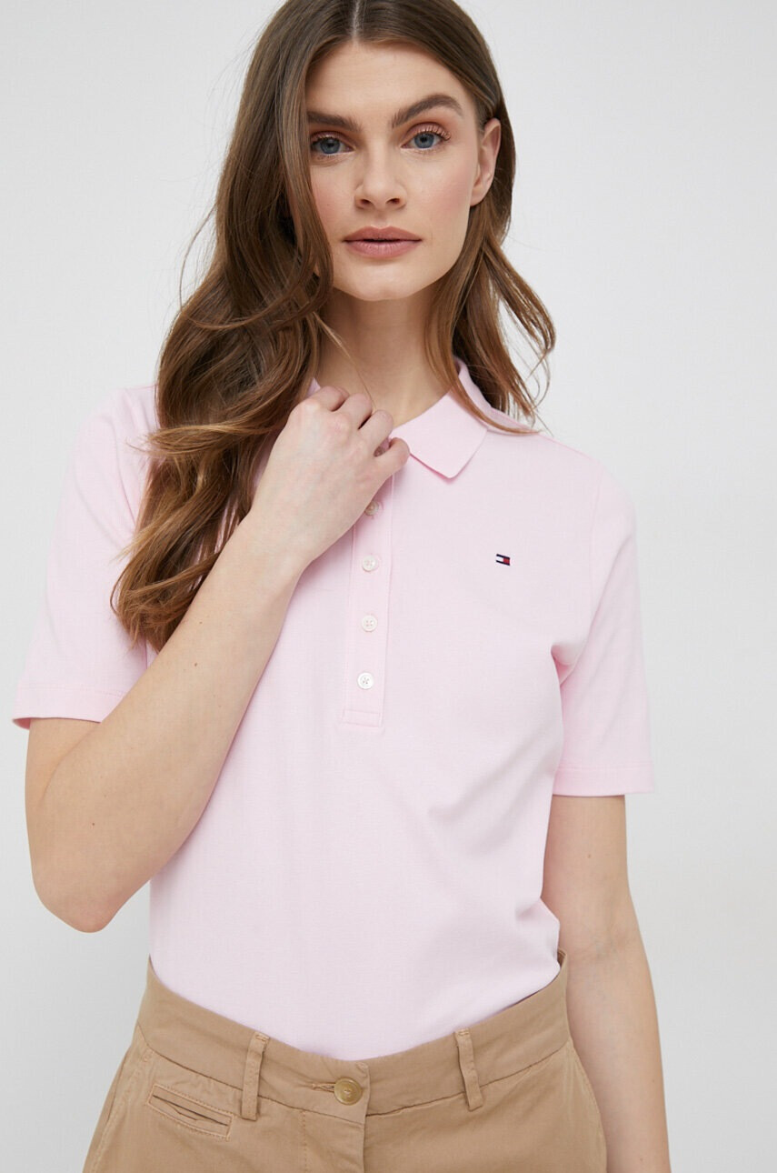 Tommy Hilfiger Тениска с яка в розово - Pepit.bg