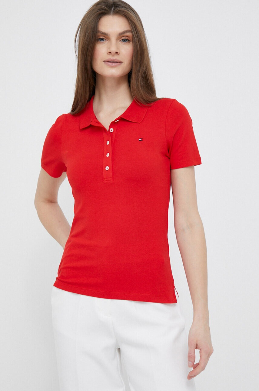 Tommy Hilfiger Тениска с яка в червено - Pepit.bg