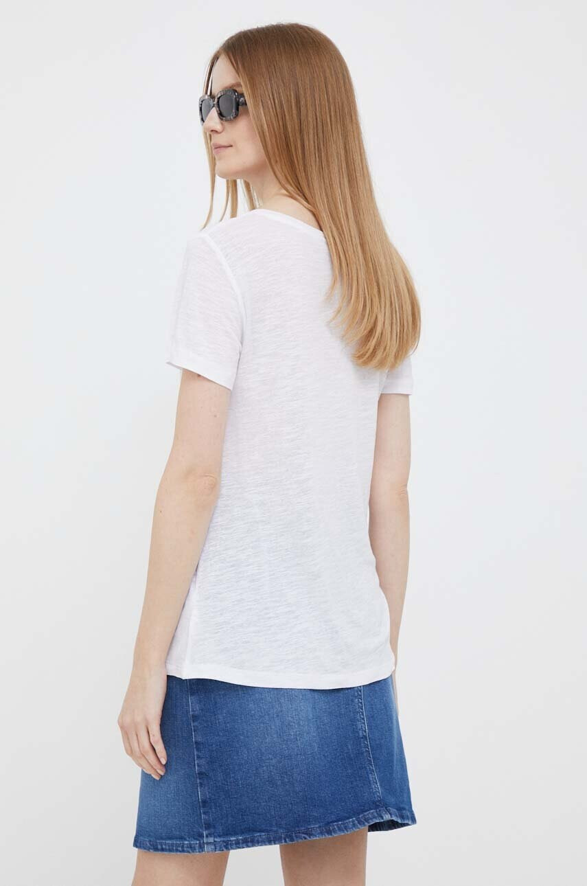 Tommy Hilfiger Тениска с лен в бяло - Pepit.bg