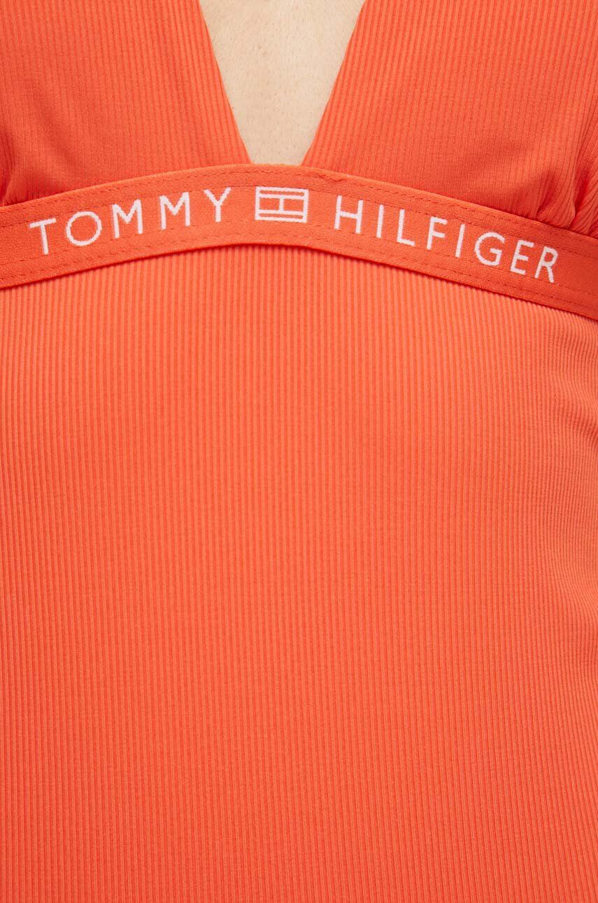 Tommy Hilfiger Цял бански в оранжево с леко подплатена чашка - Pepit.bg