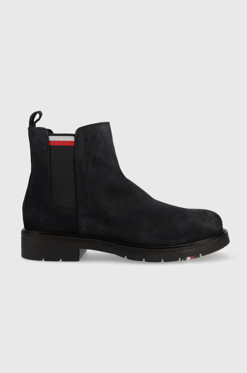Tommy Hilfiger Велурени боти челси в тъмносиньо - Pepit.bg