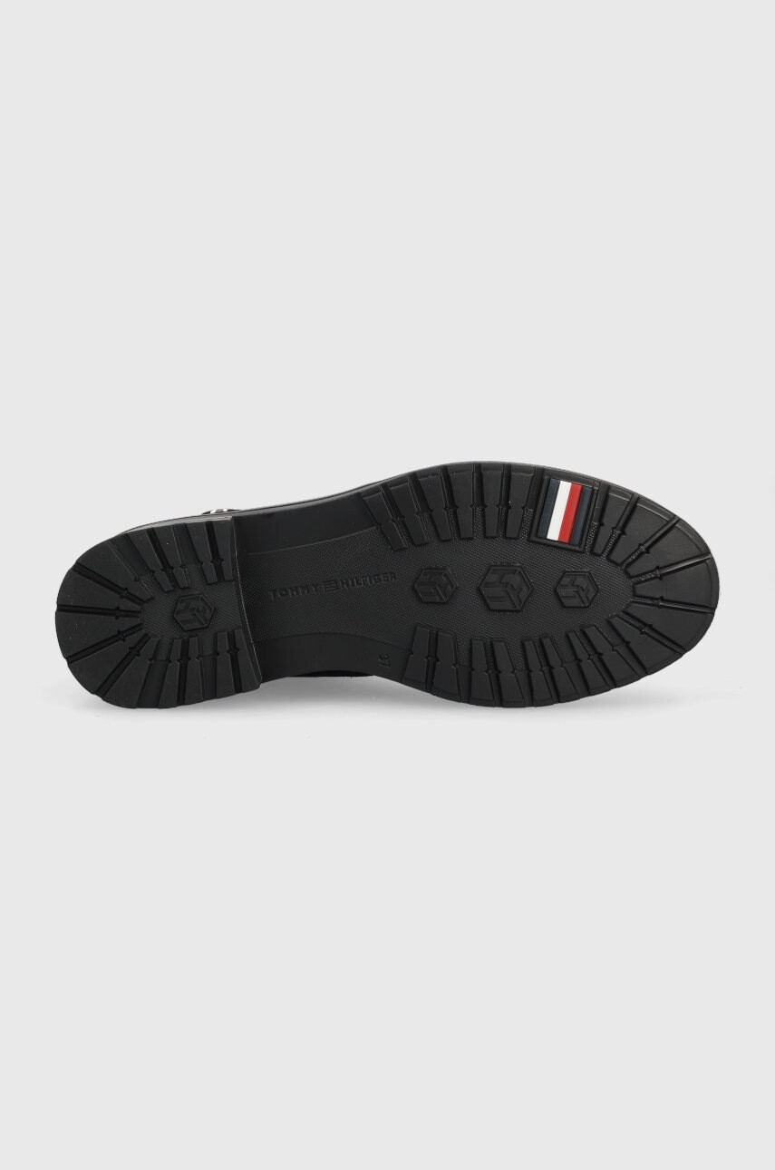 Tommy Hilfiger Велурени боти челси Th Coin Flat Boot в черно с равна подметка - Pepit.bg
