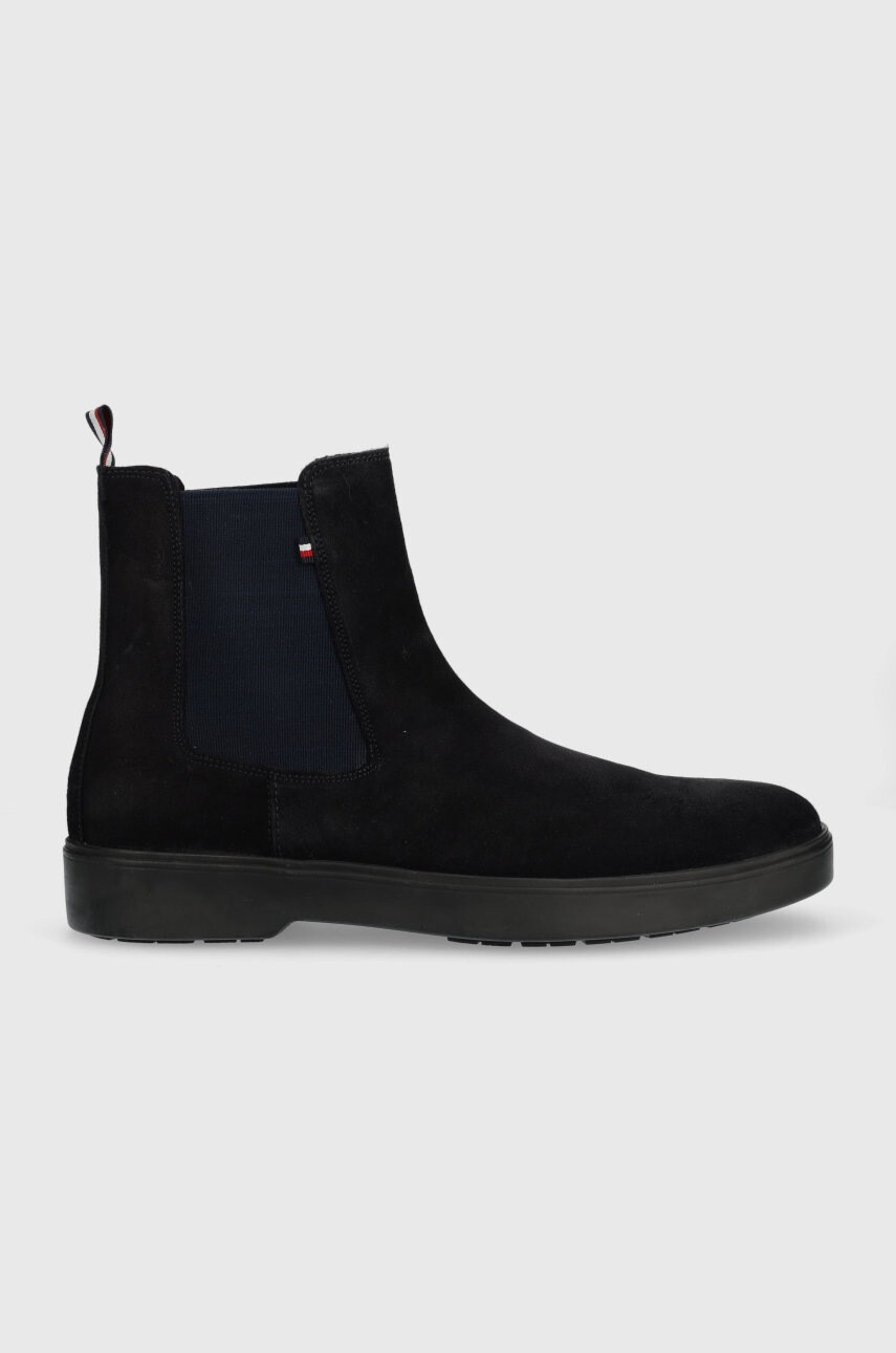 Tommy Hilfiger Велурени боти челси в тъмносиньо - Pepit.bg