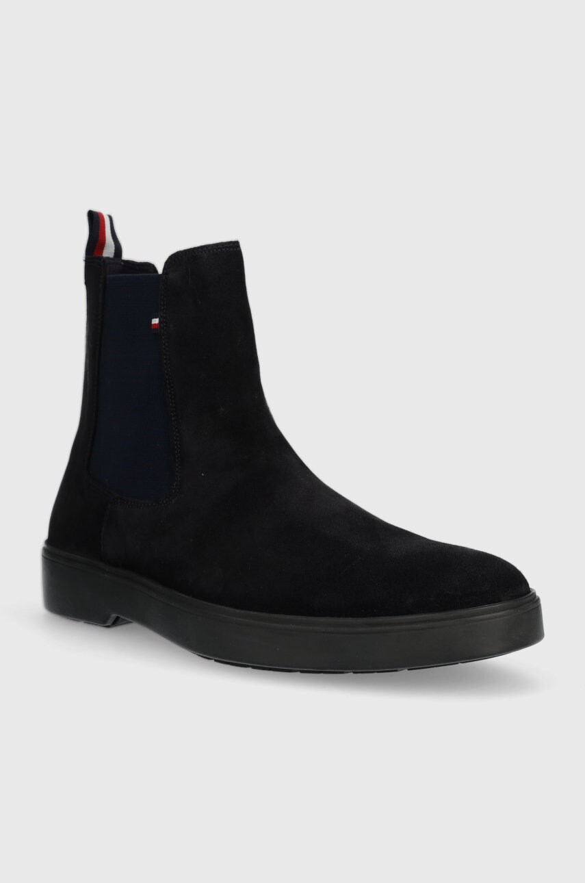 Tommy Hilfiger Велурени боти челси в тъмносиньо - Pepit.bg