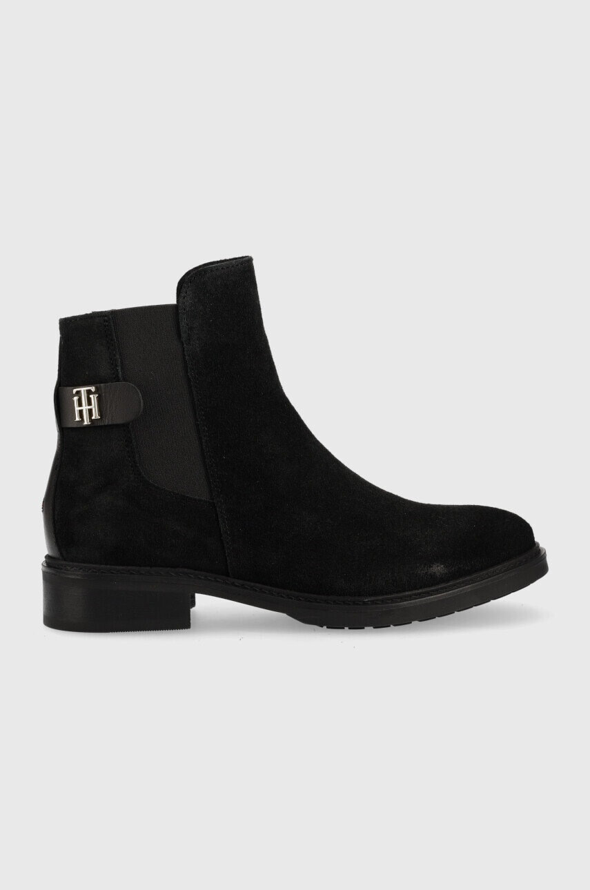 Tommy Hilfiger Велурени боти челси Th Suede Flat Boot - Pepit.bg