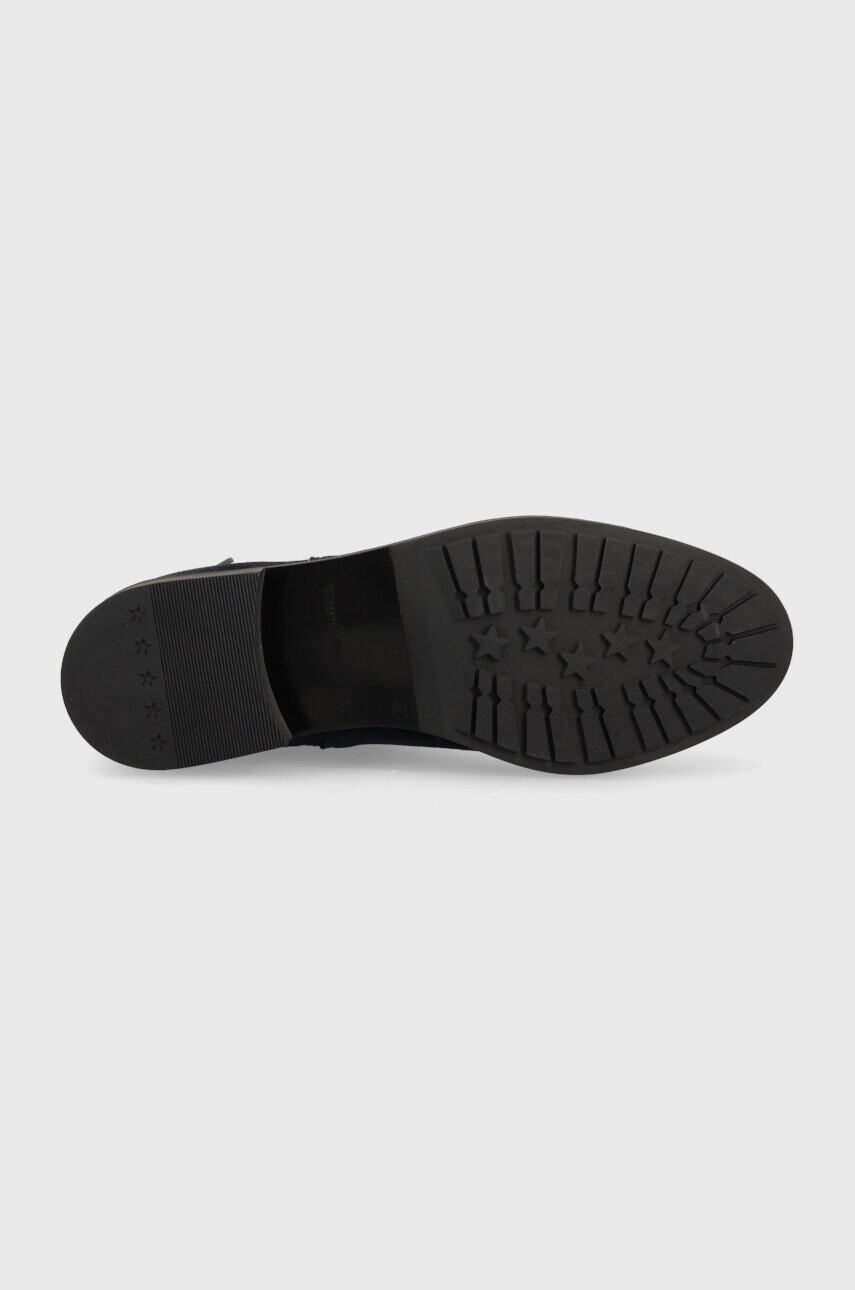 Tommy Hilfiger Велурени боти челси Th Suede Flat Boot в тъмносиньо с равна подметка - Pepit.bg