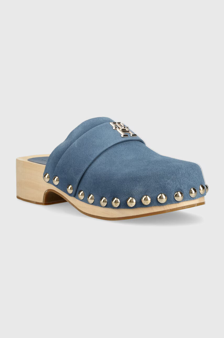 Tommy Hilfiger Велурени чехли TH CLOG SUEDE в тъмносиньо с платформа FW0FW07171 - Pepit.bg