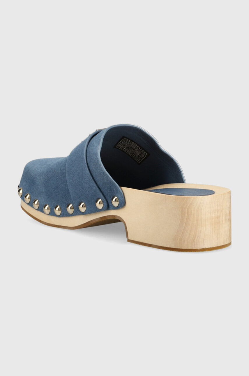 Tommy Hilfiger Велурени чехли TH CLOG SUEDE в тъмносиньо с платформа FW0FW07171 - Pepit.bg