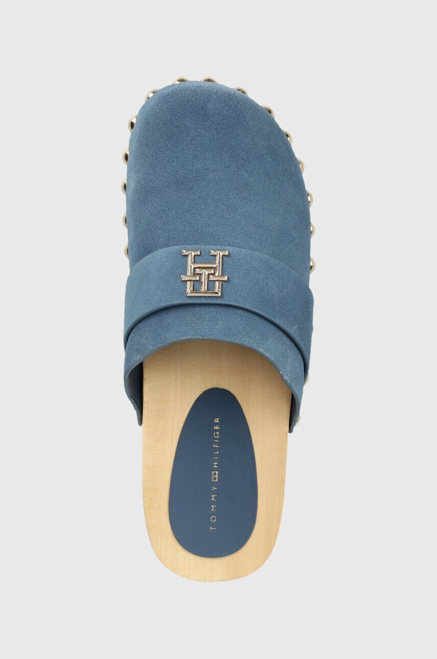 Tommy Hilfiger Велурени чехли TH CLOG SUEDE в тъмносиньо с платформа FW0FW07171 - Pepit.bg