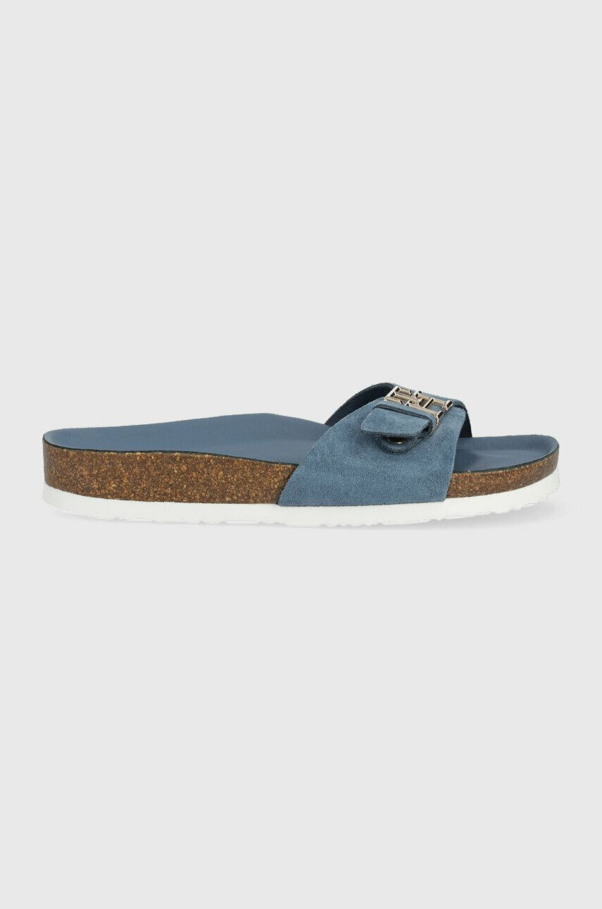 Tommy Hilfiger Велурени чехли TH MULE SANDAL SUEDE в синьо FW0FW07071 - Pepit.bg