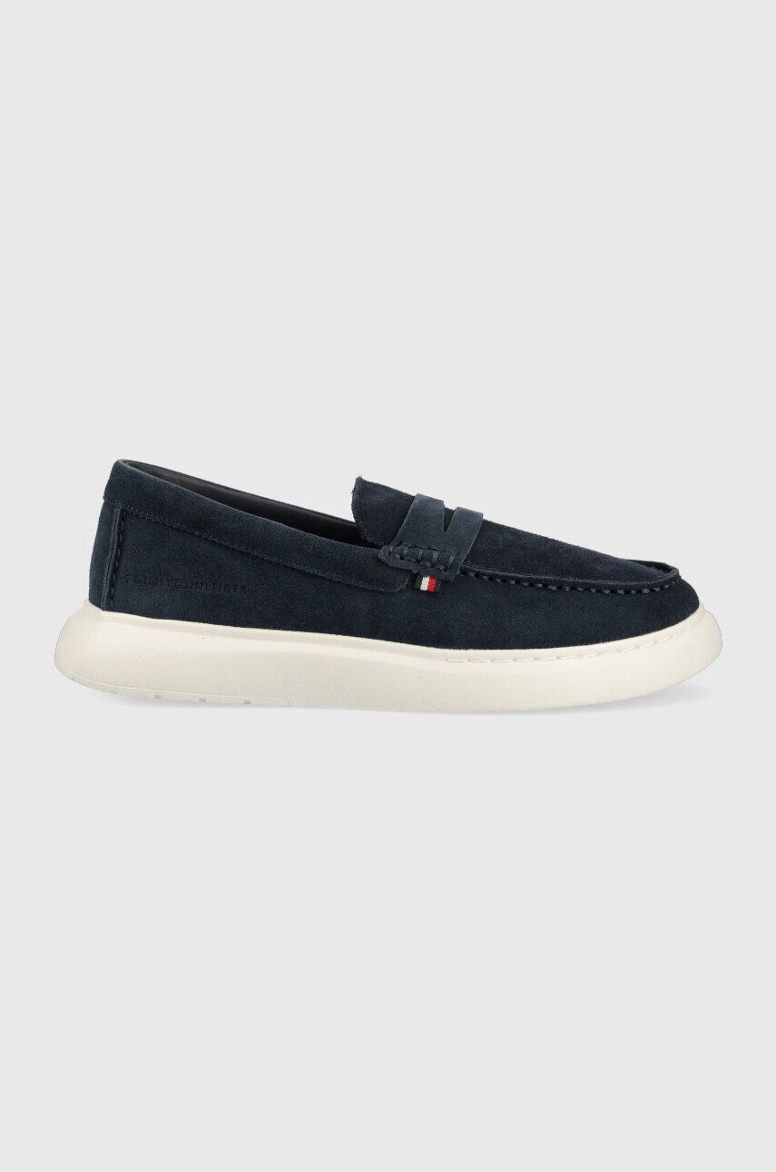 Tommy Hilfiger Велурени мокасини HYBRID LOAFER в тъмносиньо FM0FM04440 - Pepit.bg