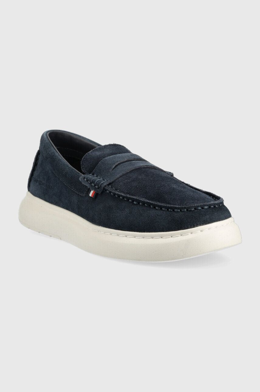 Tommy Hilfiger Велурени мокасини HYBRID LOAFER в тъмносиньо FM0FM04440 - Pepit.bg