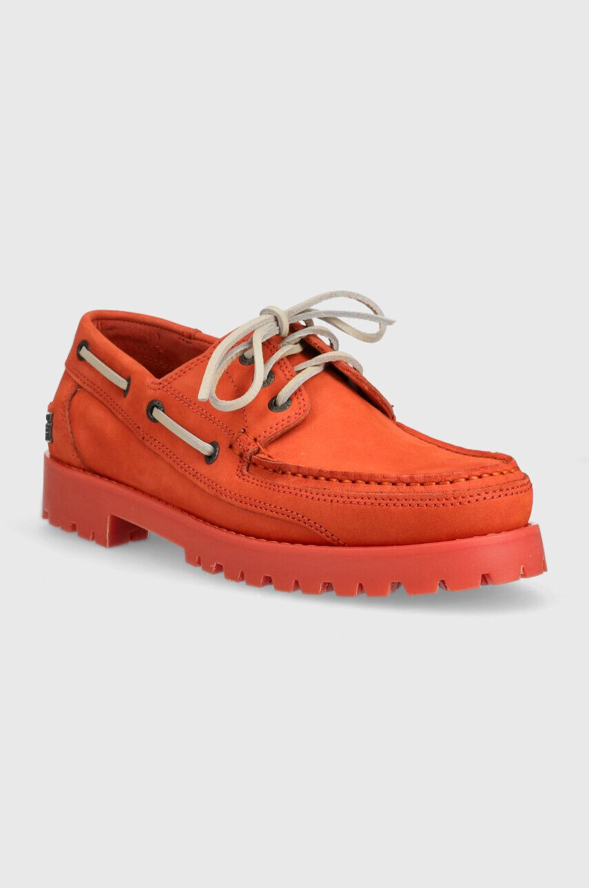 Tommy Hilfiger Велурени мокасини TH BOAT SHOE CLASSIC NUBUCK в оранжево FM0FM04447 - Pepit.bg