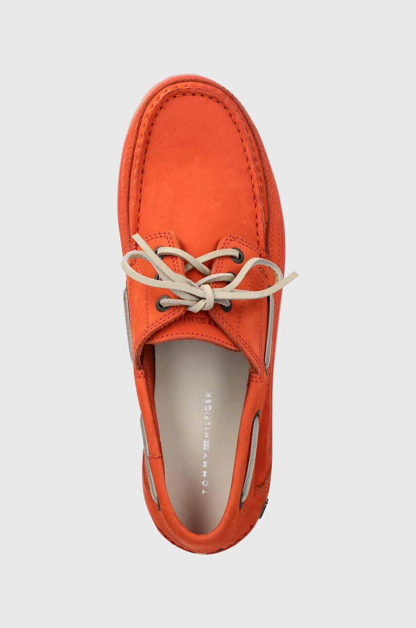 Tommy Hilfiger Велурени мокасини TH BOAT SHOE CLASSIC NUBUCK в оранжево FM0FM04447 - Pepit.bg