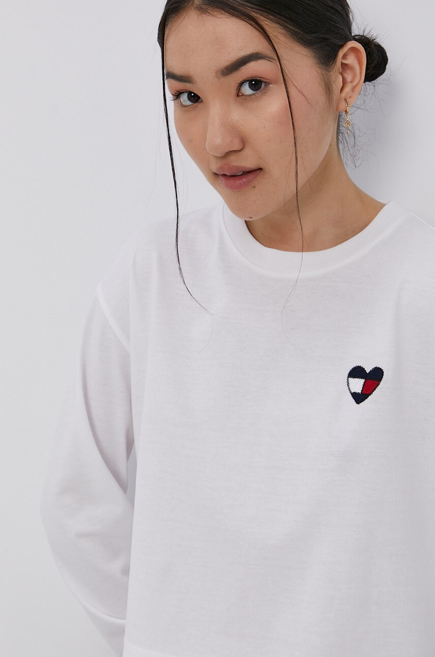 Tommy Jeans Блуза с дълги ръкави дамска в бяло - Pepit.bg