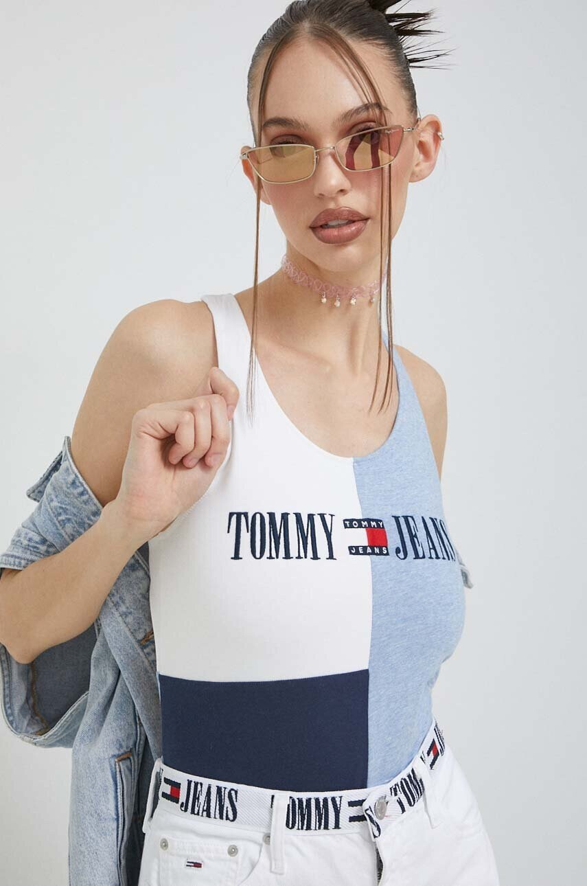 Tommy Jeans Боди дамско в бяло - Pepit.bg