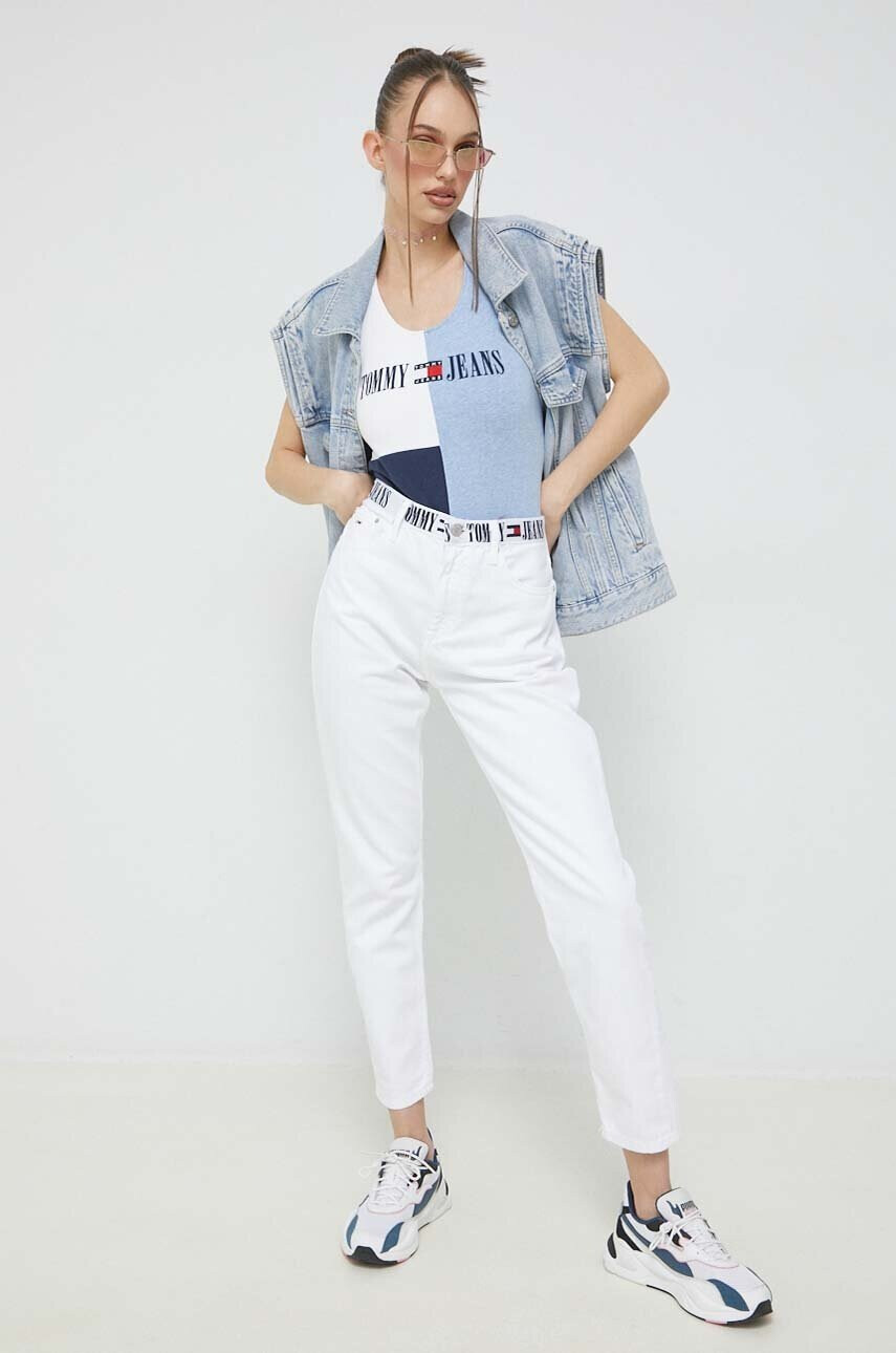 Tommy Jeans Боди дамско в бяло - Pepit.bg