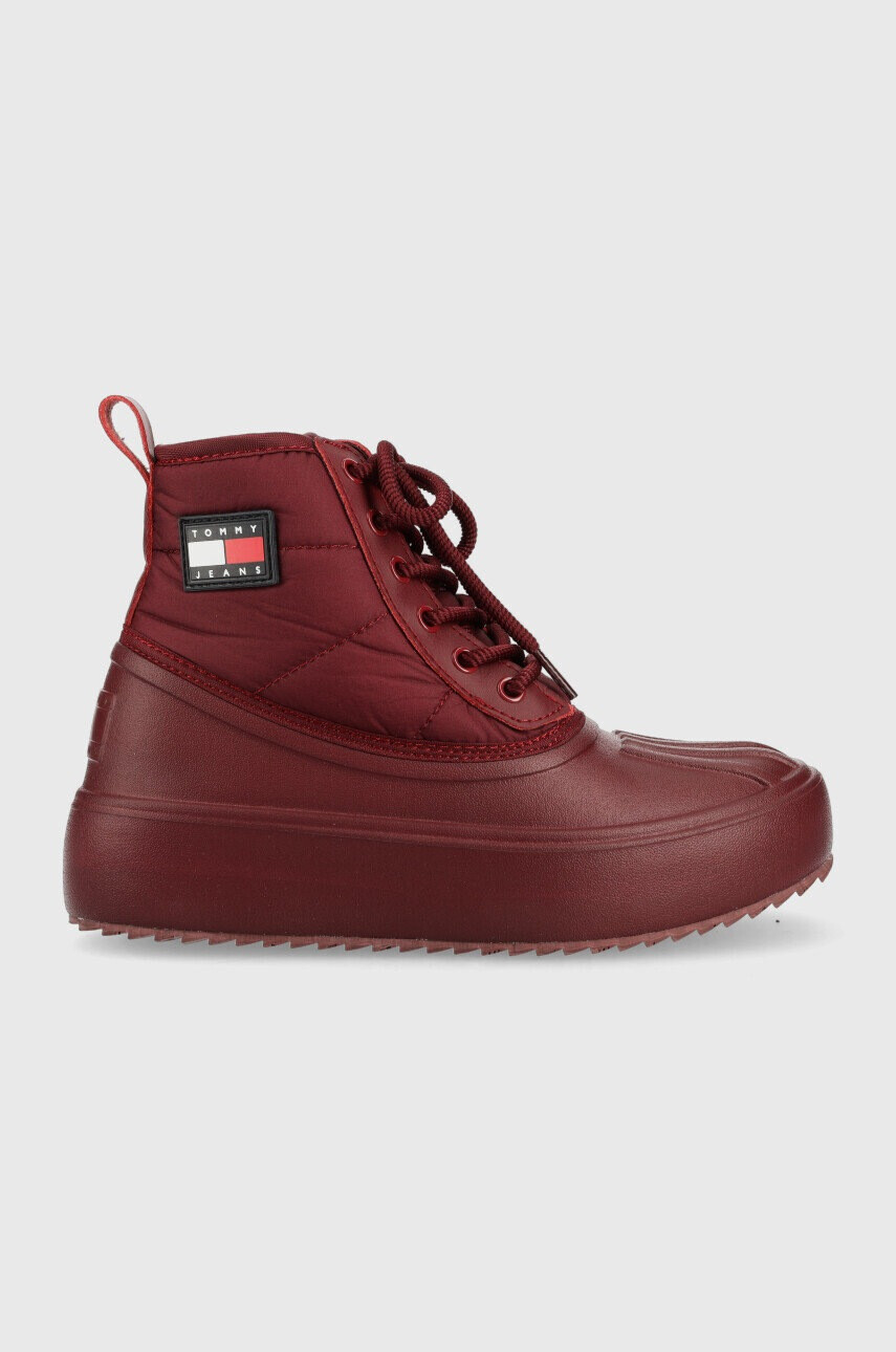 Tommy Jeans Боти Fashion Boot в бордо с платформа с лека изолация - Pepit.bg
