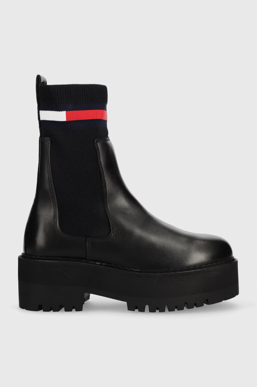 Tommy Jeans Боти челси Tamy Higher - 2a Chelsea в черно с платформа - Pepit.bg