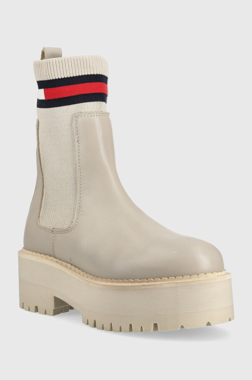 Tommy Jeans Боти челси Tamy Higher - 2A Chelsea в бежово с платформа - Pepit.bg