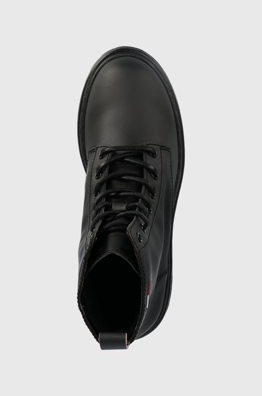 Tommy Jeans Боти Lace Up Flat Boot в черно с равна подметка - Pepit.bg