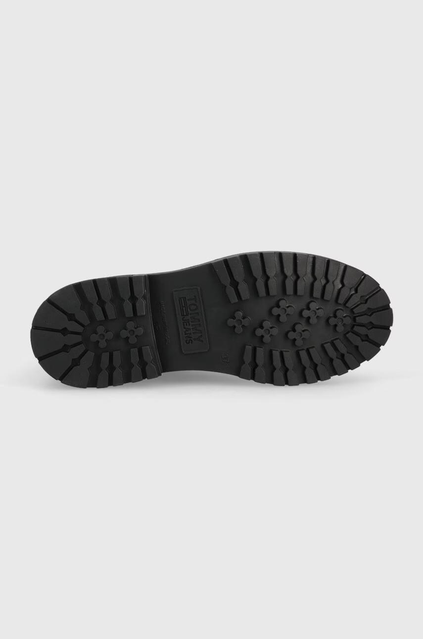 Tommy Jeans Боти Lace Up Flat Boot в черно с равна подметка - Pepit.bg