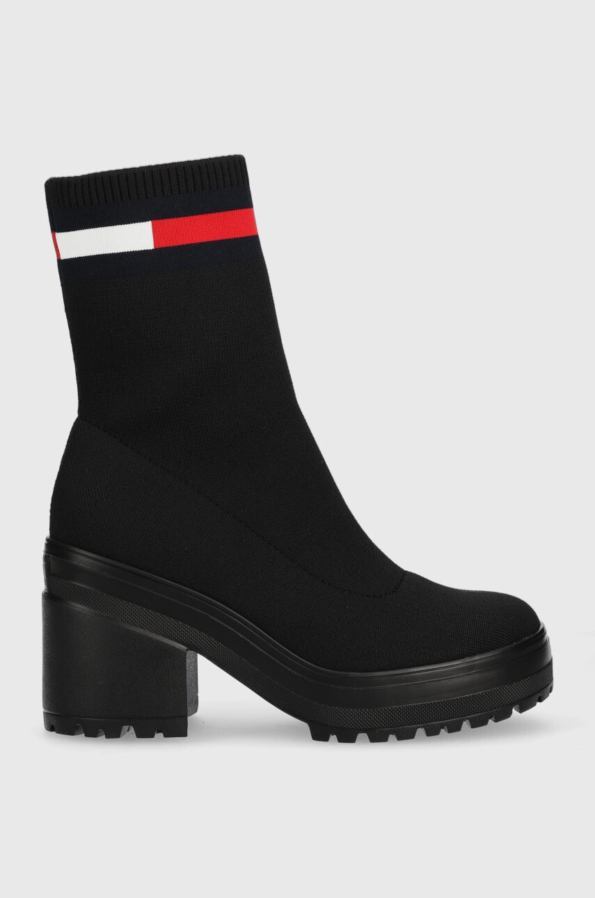 Tommy Jeans Боти Water Resistent Knitted Boot в черно с висок ток - Pepit.bg