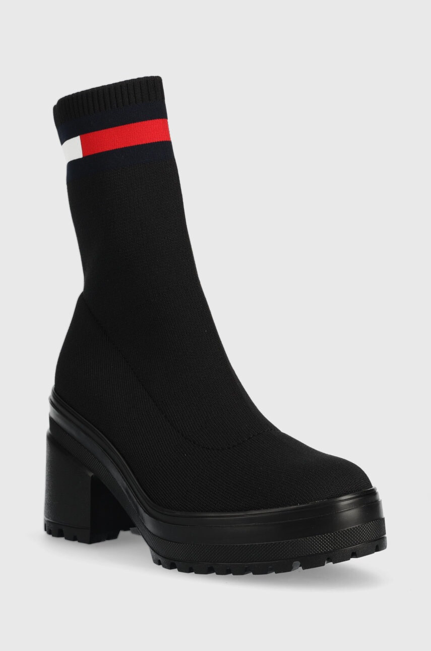 Tommy Jeans Боти Water Resistent Knitted Boot в черно с висок ток - Pepit.bg