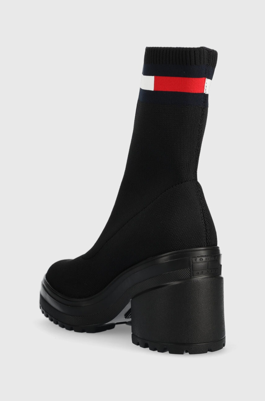 Tommy Jeans Боти Water Resistent Knitted Boot в черно с висок ток - Pepit.bg