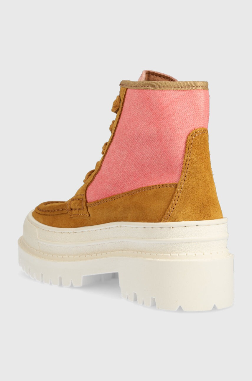 Tommy Jeans Боти Womens Foxing Lace Up Boot в кафяво с платформа - Pepit.bg