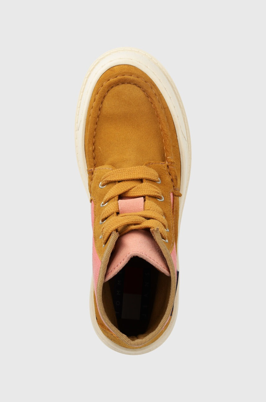 Tommy Jeans Боти Womens Foxing Lace Up Boot в кафяво с платформа - Pepit.bg