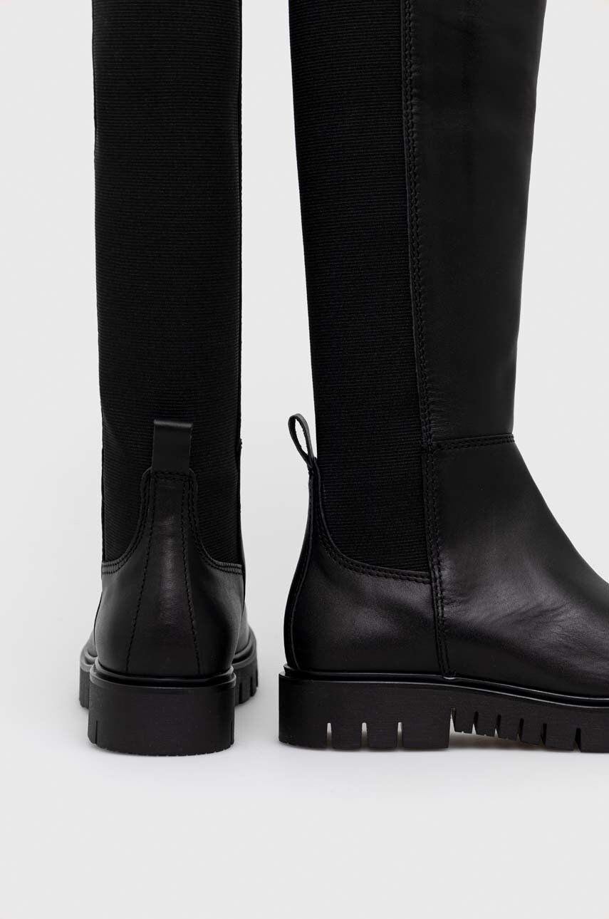 Tommy Jeans Ботуши Long Leather Boot в черно с платформа - Pepit.bg