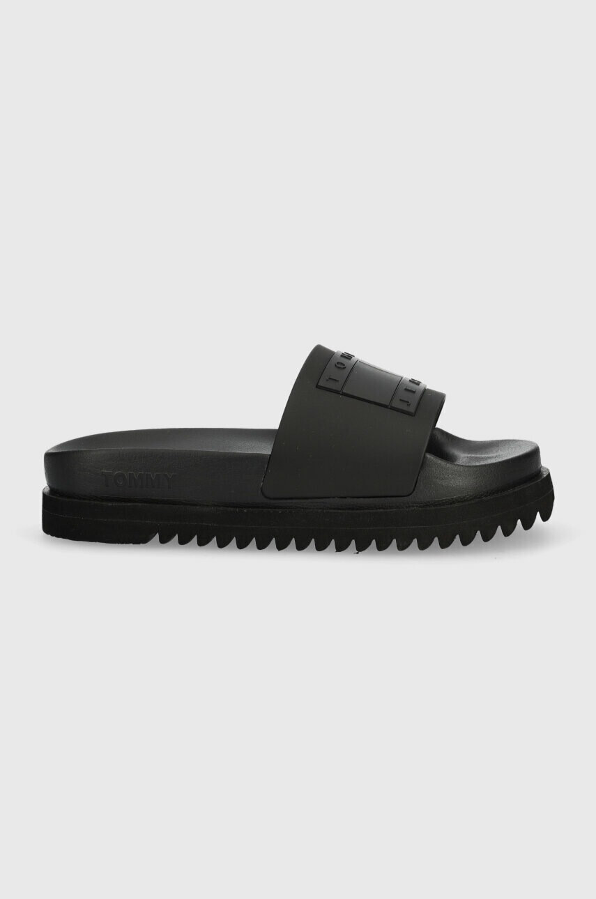 Tommy Jeans Чехли ELEV FLTFRM PL SLD в черно с платформа - Pepit.bg