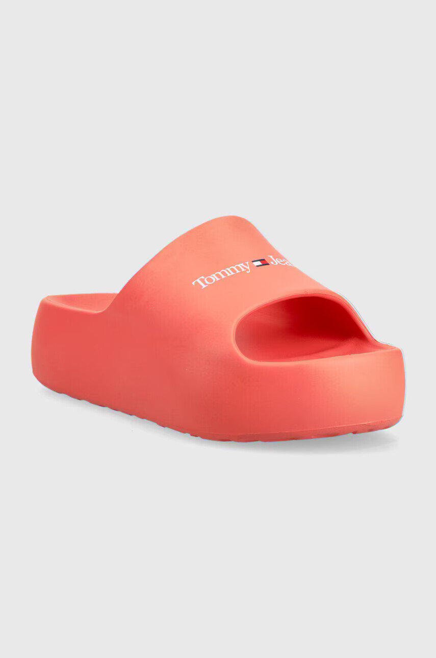 Tommy Jeans Чехли TJW CHUNKY FLATFORM в оранжево с платформа EN0EN02438 - Pepit.bg
