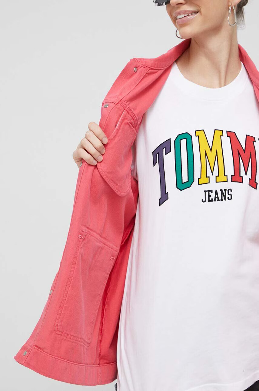 Tommy Jeans Дънков елек дамски в розово с преходна изолация - Pepit.bg