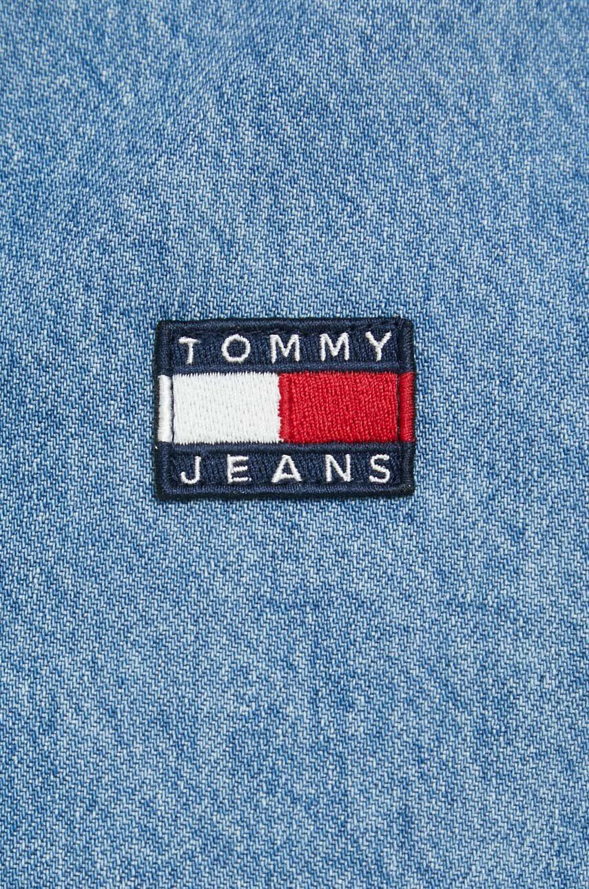 Tommy Jeans Дънков гащеризон в синьо от памук с яка тип peter pan - Pepit.bg