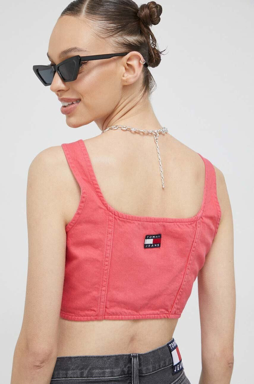 Tommy Jeans Дънков топ в розово - Pepit.bg