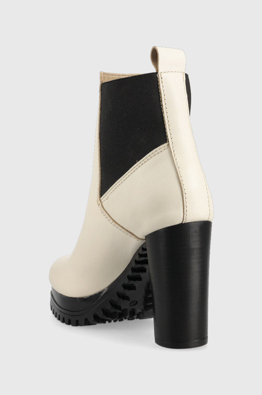 Tommy Jeans Кожени боти челси Essentials High Heel Boot в бежово с висок ток - Pepit.bg